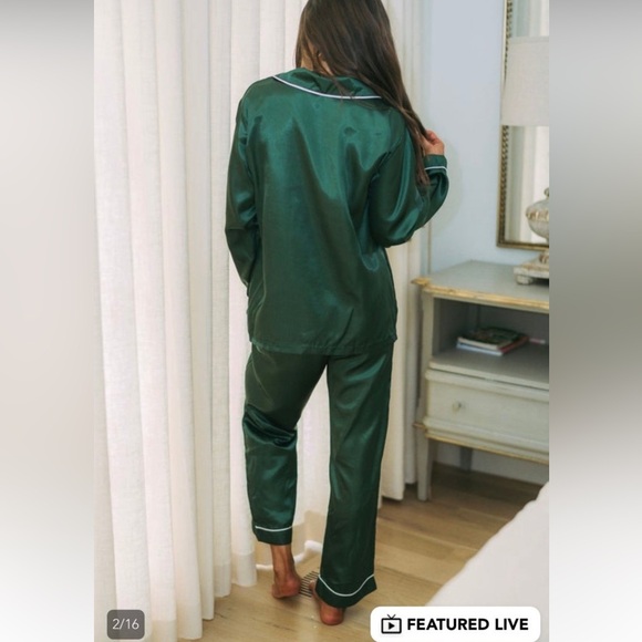 NWT satin dark green pajamas - Picture 2 of 4